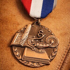 Academic Achievement Vintage Ribbon Medal Award Pin
